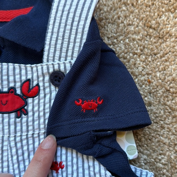 Little Me Crab Shortall Set - Picture 5 of 7